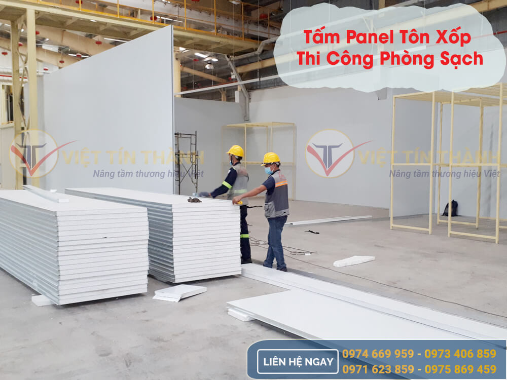 thi công phòng sạch panel tôn xốp